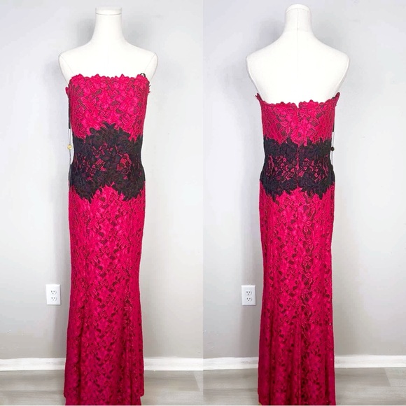 Tadashi Shoji NWT Lace Maxi Gown Red Formal Holiday Halloween Masquerade Sz 8 - Picture 8 of 8